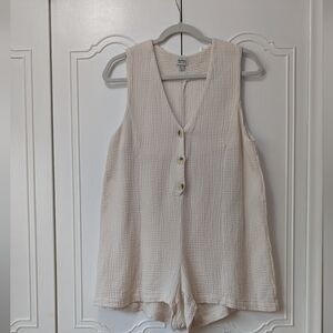 Rhythm women's Cream Sleeveless Jumpsuit Romper 100% Cotton Very Soft